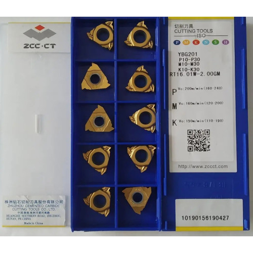 Пластина ZCC-CT RT16.01W-2.00 GM YBG201 зовнішня різьба праве виконання