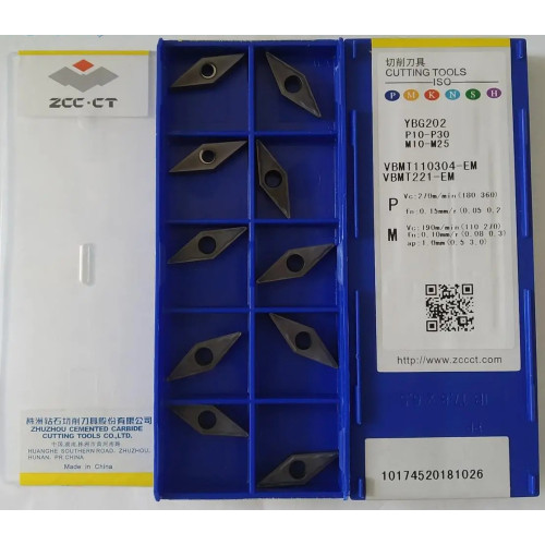 Пластини ZCC-CT VBMT110304-EM YBG202 токарні односторонні